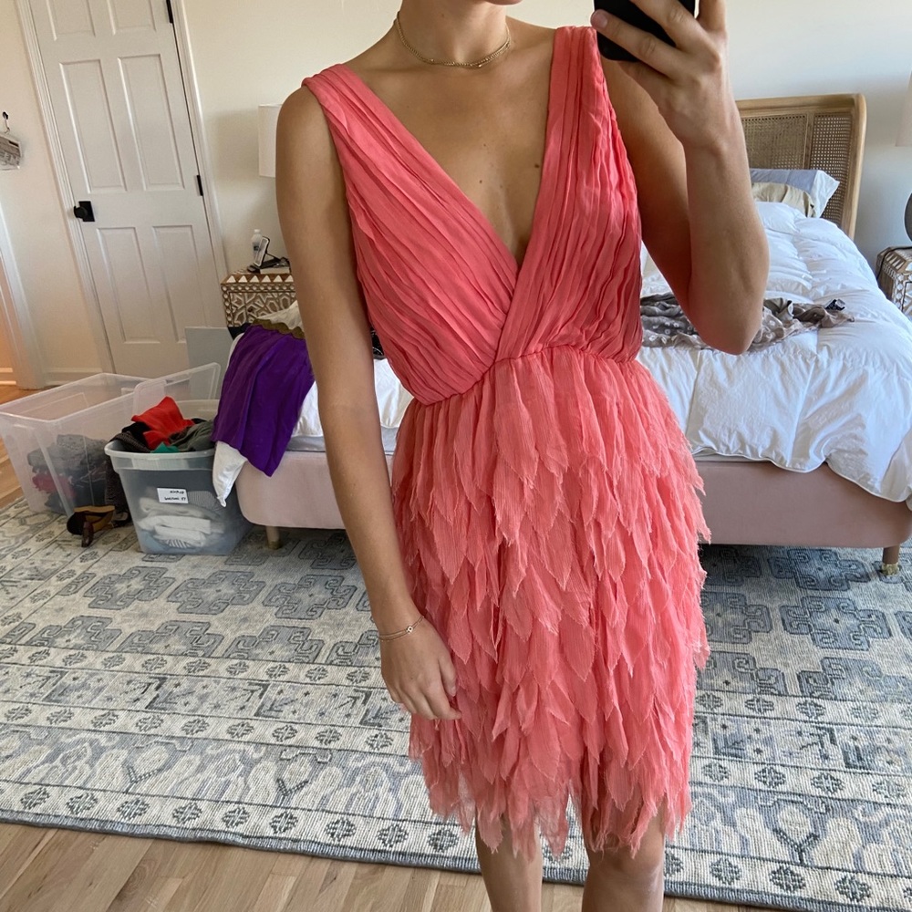 Alice and Olivia bright fun feather dress